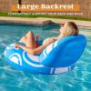imageSloosh Inflatable Pool Floats Lounger  Pool Floaties Blow Up Air Sofa Floating Chair with Big Backrest Heavy Duty River Tubes Summer Lake Beach Water Float Raft Floaty for Adults Blue WhiteBlue White