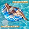 imageSloosh Inflatable Pool Floats Lounger  Pool Floaties Blow Up Air Sofa Floating Chair with Big Backrest Heavy Duty River Tubes Summer Lake Beach Water Float Raft Floaty for Adults Blue WhiteBlue White