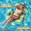 imageSloosh Inflatable Pool Floats Lounger  Pool Floaties Blow Up Air Sofa Floating Chair with Big Backrest Heavy Duty River Tubes Summer Lake Beach Water Float Raft Floaty for Adults Blue WhiteBlue Yellow