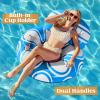 imageSloosh Inflatable Pool Floats Lounger  Pool Floaties Blow Up Air Sofa Floating Chair with Big Backrest Heavy Duty River Tubes Summer Lake Beach Water Float Raft Floaty for Adults Blue WhiteBlue White