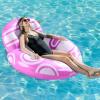 imageSloosh Inflatable Pool Floats Lounger  Pool Floaties Blow Up Air Sofa Floating Chair with Big Backrest Heavy Duty River Tubes Summer Lake Beach Water Float Raft Floaty for Adults Blue WhitePink White