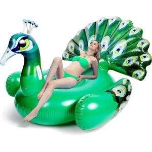 imageJOYIN Inflatable Peacock Pool Float  Giant Peacock Fun Beach Floaties Pool Party Decorations Adult Size Inflatable Animal Summer Swim Pool Raft Toys Lounge for Adults ampamp KidsGreen Peacock