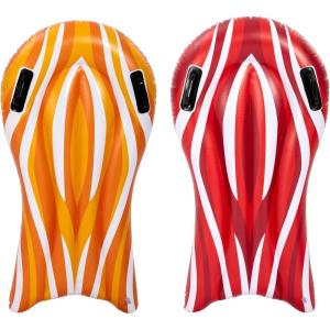 imageSLOOSH 2 Pack Inflatable Body Boards for Water Slides Surfing Board Pool Floats Swimming Pool Floating Boards Learn to Swim Summer Water Fun Toy for Kids and Toddlers Red and Orange