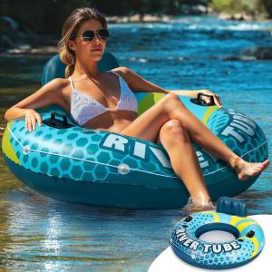 imageSLOOSH Inflatable River Tubes Float  Heavy Duty Pool Tube Floats for Adults FloatingBlue