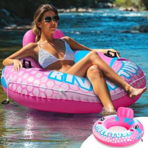 imageSLOOSH Inflatable River Tubes Float  Heavy Duty Pool Tube Floats for Adults FloatingPink