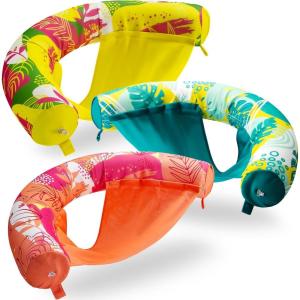 imageSLOOSH Pool Floats Noodle Chair3 Packs Inflatable Pool Noodle Sling Floatie Swimming Party Floating Chair Floats for Adult Summer Water BeachLeaves Design