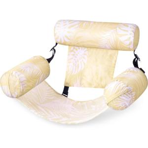 imageSloosh Pool Floats Chairs AdultInflatable Pool LoungePlant Pattern Floating Mat HammockBlow up Water Chairs Noodles rafts for Party Summer Water Beach FunChampagne leaves