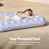 imageSLOOSH Inflatable Tanning Pool Lounger Float 70quot x 46quot Pool Floats Adult with Pillow 4 in 1 Suntan Tub Raft FloatieSunbathing Bed Lounge for Water Blow Up Ball Pit Party GiftsBlue Checker