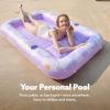 imageSLOOSH Inflatable Tanning Pool Lounger Float 70quot x 46quot Pool Floats Adult with Pillow 4 in 1 Suntan Tub Raft FloatieSunbathing Bed Lounge for Water Blow Up Ball Pit Party GiftsPurple Chase Flower