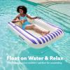 imageSLOOSH Inflatable Tanning Pool Lounger Float 70quot x 46quot Pool Floats Adult with Pillow 4 in 1 Suntan Tub Raft FloatieSunbathing Bed Lounge for Water Blow Up Ball Pit Party GiftsNavyblue Stripe