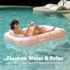 imageSLOOSH Inflatable Tanning Pool Lounger Float 70quot x 46quot Pool Floats Adult with Pillow 4 in 1 Suntan Tub Raft FloatieSunbathing Bed Lounge for Water Blow Up Ball Pit Party GiftsPink Doodle