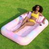imageSLOOSH Inflatable Tanning Pool Lounger Float 70quot x 46quot Pool Floats Adult with Pillow 4 in 1 Suntan Tub Raft FloatieSunbathing Bed Lounge for Water Blow Up Ball Pit Party GiftsPink Tiedye