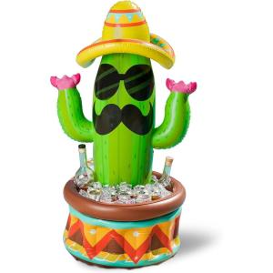 imageJOYIN 43quot Inflatable Cactus Cooler with Sombrero Hat for Fiesta Cinco de Mayo Party Supplies Inflatable Party Cooler Pool Party Decoration