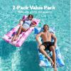 imageSLOOSH 2Pack Inflatable Pool Floats Mat  XL Pool Floaties Adults Size with Headrest Sun Tanning Raft Lake Beach Swimming Pool Party Toys Floating Lounge Above Water Keep CoolBluePink