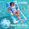 imageSLOOSH Adjustable Backrest Pool Floats  Tropical Leaves Pool Lounger Floaties Adults with Cup Holders Inflatable Tanning Float Rafts Chair Beach Lake Floating Above Water Keep Cool ChampagneBlue
