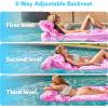 imageSLOOSH Adjustable Backrest Pool Floats  Tropical Leaves Pool Lounger Floaties Adults with Cup Holders Inflatable Tanning Float Rafts Chair Beach Lake Floating Above Water Keep Cool ChampagnePink
