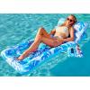imageSLOOSH Adjustable Backrest Pool Floats  Tropical Leaves Pool Lounger Floaties Adults with Cup Holders Inflatable Tanning Float Rafts Chair Beach Lake Floating Above Water Keep Cool ChampagneBlue