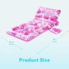 imageSLOOSH Adjustable Backrest Pool Floats  Tropical Leaves Pool Lounger Floaties Adults with Cup Holders Inflatable Tanning Float Rafts Chair Beach Lake Floating Above Water Keep Cool ChampagnePink