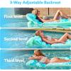 imageSLOOSH Adjustable Backrest Pool Floats  Tropical Leaves Pool Lounger Floaties Adults with Cup Holders Inflatable Tanning Float Rafts Chair Beach Lake Floating Above Water Keep Cool ChampagneCyan