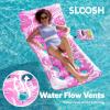 imageSLOOSH Adjustable Backrest Pool Floats  Tropical Leaves Pool Lounger Floaties Adults with Cup Holders Inflatable Tanning Float Rafts Chair Beach Lake Floating Above Water Keep Cool ChampagnePink