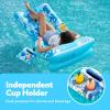 imageSLOOSH Adjustable Backrest Pool Floats  Tropical Leaves Pool Lounger Floaties Adults with Cup Holders Inflatable Tanning Float Rafts Chair Beach Lake Floating Above Water Keep Cool ChampagneBlue
