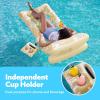 imageSLOOSH Adjustable Backrest Pool Floats  Tropical Leaves Pool Lounger Floaties Adults with Cup Holders Inflatable Tanning Float Rafts Chair Beach Lake Floating Above Water Keep Cool ChampagneChampagne