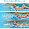 imageSLOOSH Adjustable Backrest Pool Floats  Tropical Leaves Pool Lounger Floaties Adults with Cup Holders Inflatable Tanning Float Rafts Chair Beach Lake Floating Above Water Keep Cool ChampagneBlue