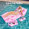 imageSLOOSH Inflatable Pool Floats Adult  Extreme Comfort Pool Lounge Chair with Detachable Cup Holder Heavy Duty Lounger Floating Recliner Blow Up Floaties Water Floaty Lake Beach Tanning FloatPink