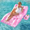 imageSLOOSH Inflatable Pool Floats Adult  Extreme Comfort Pool Lounge Chair with Detachable Cup Holder Heavy Duty Lounger Floating Recliner Blow Up Floaties Water Floaty Lake Beach Tanning FloatPink