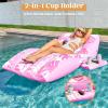 imageSLOOSH Inflatable Pool Floats Adult  Extreme Comfort Pool Lounge Chair with Detachable Cup Holder Heavy Duty Lounger Floating Recliner Blow Up Floaties Water Floaty Lake Beach Tanning FloatPink