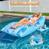 imageSLOOSH Inflatable Pool Floats Adult  Extreme Comfort Pool Lounge Chair with Detachable Cup Holder Heavy Duty Lounger Floating Recliner Blow Up Floaties Water Floaty Lake Beach Tanning FloatBlue