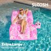 imageSLOOSH Inflatable Pool Floats Adult  Extreme Comfort Pool Lounge Chair with Detachable Cup Holder Heavy Duty Lounger Floating Recliner Blow Up Floaties Water Floaty Lake Beach Tanning FloatPink