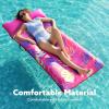 imageSLOOSH Inflatable Pool Floats Raft  XL Fabric Covered Pool Mat Lounger Floaties for Adults Ultra Comfort Inflatable Water Float with Headrest for Beach Lake Swimming Pool Floating 68quotX34quot TealPink