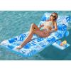 imageSLOOSH Adjustable Backrest Pool Floats  Tropical Leaves Pool Lounger Floaties Adults with Cup Holders Inflatable Tanning Float Rafts Chair Beach Lake Floating Above Water Keep Cool ChampagneBlue