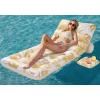 imageSLOOSH Adjustable Backrest Pool Floats  Tropical Leaves Pool Lounger Floaties Adults with Cup Holders Inflatable Tanning Float Rafts Chair Beach Lake Floating Above Water Keep Cool ChampagneChampagne