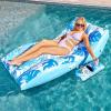 imageSLOOSH Inflatable Pool Floats Adult  Extreme Comfort Pool Lounge Chair with Detachable Cup Holder Heavy Duty Lounger Floating Recliner Blow Up Floaties Water Floaty Lake Beach Tanning FloatBlue