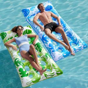 imageSLOOSH 2Pack Inflatable Pool Floats Mat  XL Pool Floaties Adults Size with Headrest Sun Tanning Raft Lake Beach Swimming Pool Party Toys Floating Lounge Above Water Keep CoolBlueGreen