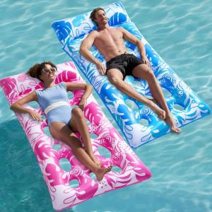 imageSLOOSH 2Pack Inflatable Pool Floats Mat  XL Pool Floaties Adults Size with Headrest Sun Tanning Raft Lake Beach Swimming Pool Party Toys Floating Lounge Above Water Keep CoolBluePink