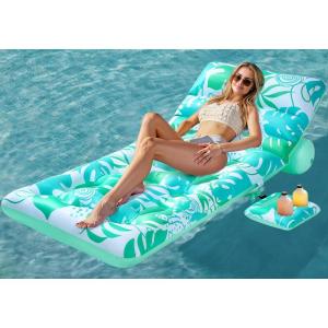 imageSLOOSH Adjustable Backrest Pool Floats  Tropical Leaves Pool Lounger Floaties Adults with Cup Holders Inflatable Tanning Float Rafts Chair Beach Lake Floating Above Water Keep Cool ChampagneCyan