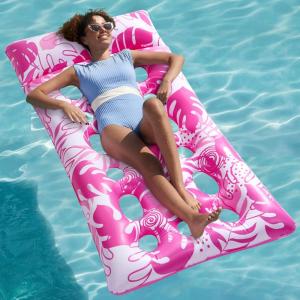 imageSloosh Inflatable Pool Floats Adults  Large Pool Float Tanning Raft with Headrest Keep Cool Above Water Swimming Pool Floaties Beach Lake Party SuppliesPink