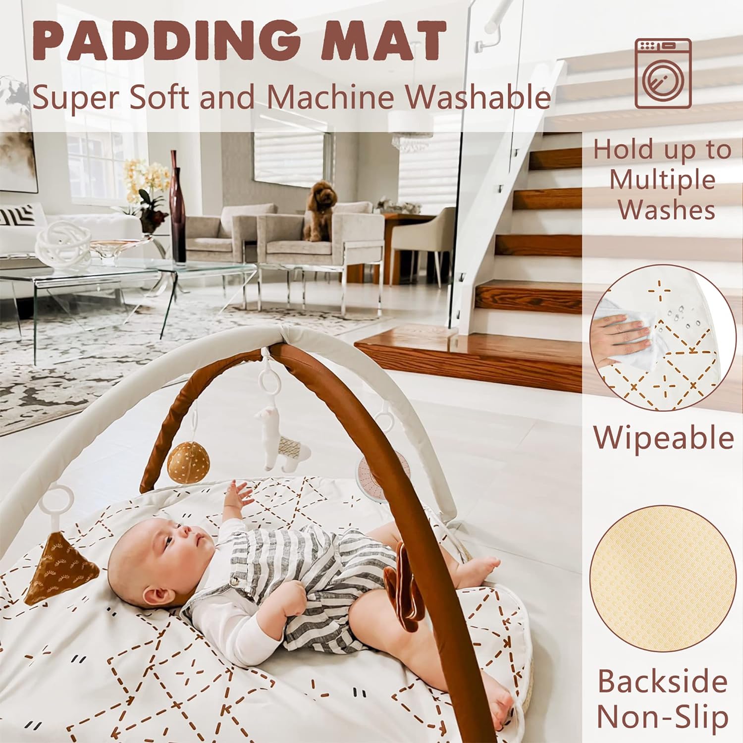 Tummy Time Mat with 6 Toys Macrame Baby Play Mat for Newborn Baby Gym with 12 Milestone Cards StageBased Sensory and Motor Skill Development Baby Play Gym Non Slip Mat Washable GreenMacrame