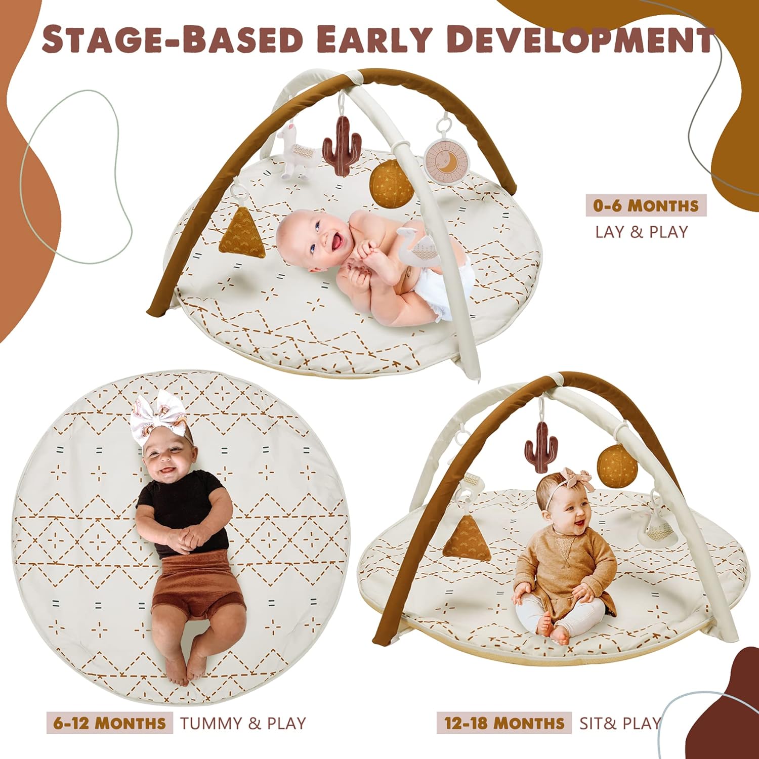 Tummy Time Mat with 6 Toys Macrame Baby Play Mat for Newborn Baby Gym with 12 Milestone Cards StageBased Sensory and Motor Skill Development Baby Play Gym Non Slip Mat Washable GreenMacrame