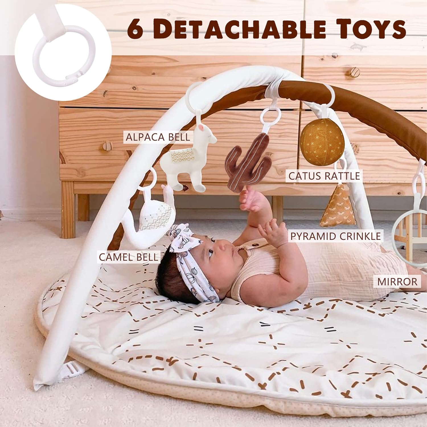 Tummy Time Mat with 6 Toys Macrame Baby Play Mat for Newborn Baby Gym with 12 Milestone Cards StageBased Sensory and Motor Skill Development Baby Play Gym Non Slip Mat Washable GreenMacrame