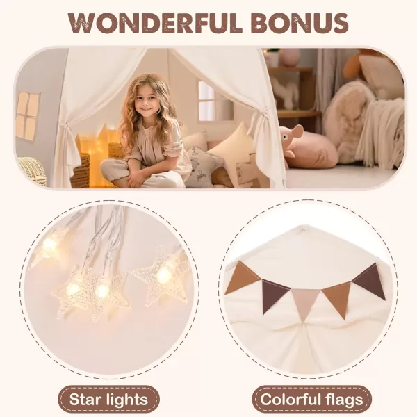 Extra Large Toddler Bed Tent ampamp Kids Play Tent Bed Tent with Flags ampamp Star Lights Portable ampamp Foldable Teepee Bed Canopy for Boys ampamp Girls Indoor Outdoor Dome Tent Playhouse 59x39x59 inGreenCream