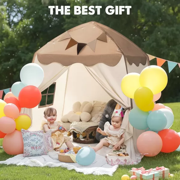 Extra Large Toddler Bed Tent ampamp Kids Play Tent Bed Tent with Flags ampamp Star Lights Portable ampamp Foldable Teepee Bed Canopy for Boys ampamp Girls Indoor Outdoor Dome Tent Playhouse 59x39x59 inGreenBrown