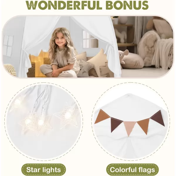 Extra Large Toddler Bed Tent ampamp Kids Play Tent Bed Tent with Flags ampamp Star Lights Portable ampamp Foldable Teepee Bed Canopy for Boys ampamp Girls Indoor Outdoor Dome Tent Playhouse 59x39x59 inGreenWhite