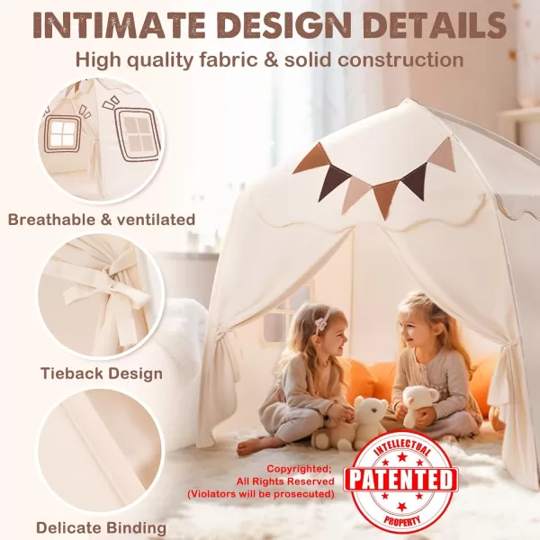Extra Large Toddler Bed Tent ampamp Kids Play Tent Bed Tent with Flags ampamp Star Lights Portable ampamp Foldable Teepee Bed Canopy for Boys ampamp Girls Indoor Outdoor Dome Tent Playhouse 59x39x59 inGreenCream