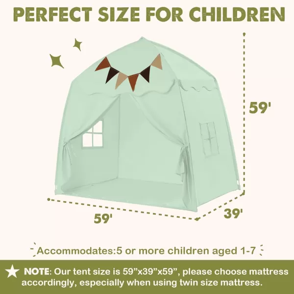 Extra Large Toddler Bed Tent ampamp Kids Play Tent Bed Tent with Flags ampamp Star Lights Portable ampamp Foldable Teepee Bed Canopy for Boys ampamp Girls Indoor Outdoor Dome Tent Playhouse 59x39x59 inGreenGreen