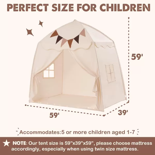 Extra Large Toddler Bed Tent ampamp Kids Play Tent Bed Tent with Flags ampamp Star Lights Portable ampamp Foldable Teepee Bed Canopy for Boys ampamp Girls Indoor Outdoor Dome Tent Playhouse 59x39x59 inGreenCream