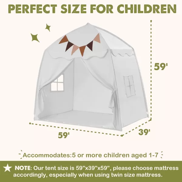 Extra Large Toddler Bed Tent ampamp Kids Play Tent Bed Tent with Flags ampamp Star Lights Portable ampamp Foldable Teepee Bed Canopy for Boys ampamp Girls Indoor Outdoor Dome Tent Playhouse 59x39x59 inGreenWhite